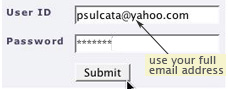 Type in your User ID and password. Use your full email address for the User ID, or use your student pseudonym.